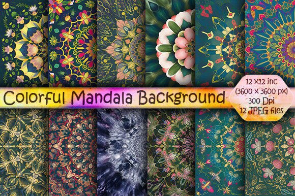 Colorful Mandala Background Set-1