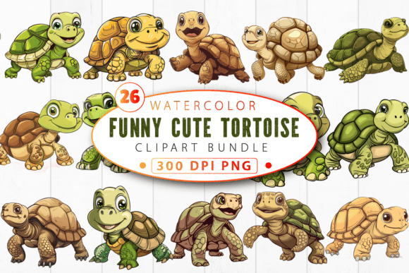 Embrace Whimsy and Creativity with the Funny Cute Tortoise Clipart Bundle