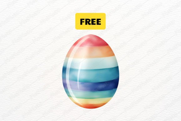 FREE Watercolor Rainbow Easter Egg PNG
