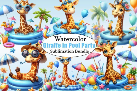 Funny Giraffe in Pool Party Clipart: Your Toolkit for Playful and Profitable Designs
