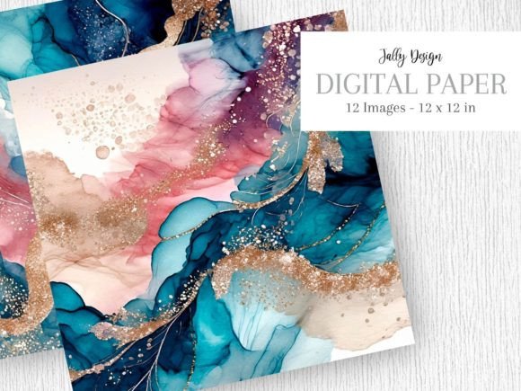 Iridescent Blue and Pink Alcohol Ink: A Digital Paper Collection for Creative Projects