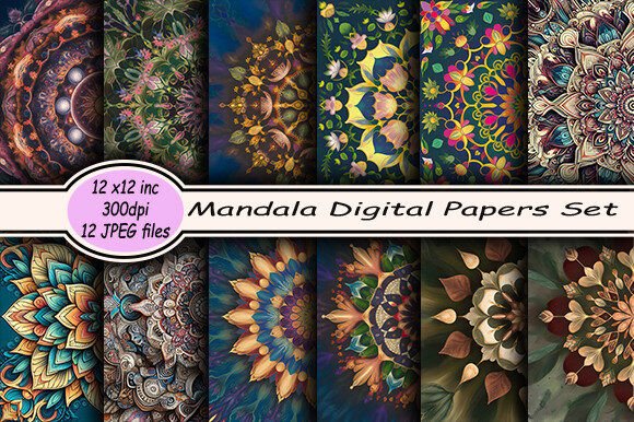 Mandala Digital Papers Set-1: A Versatile Design Asset for Creatives