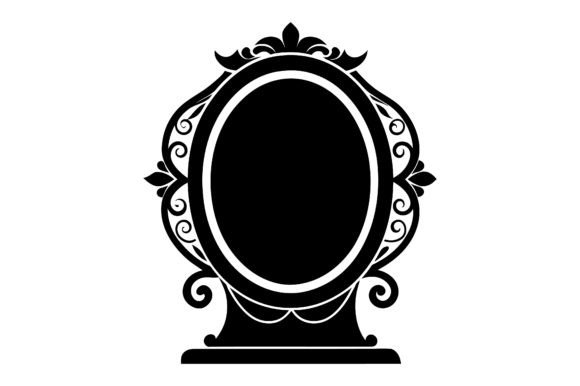 Mirror Line Art Black Silhouette Vector