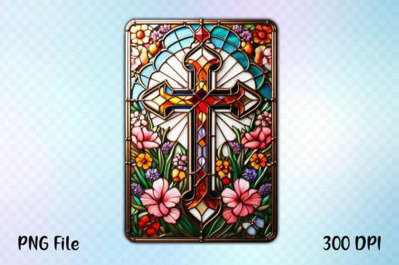 Stained Glass Cross Tarot Card Art for Creatives