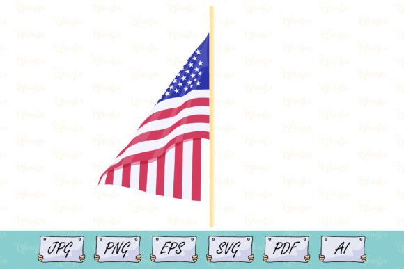 United States of America Flag with Pole: A Design Asset for Any Product