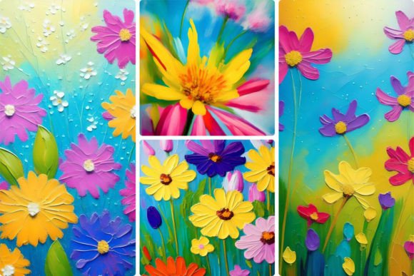 Vibrant Summer Flowers Painting as a Versatile Design Resource