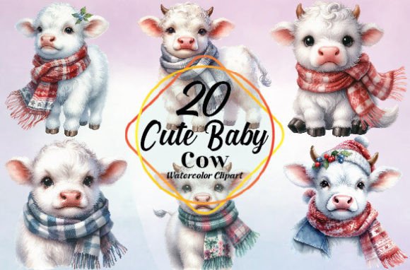 Watercolor Cute Baby Cow Clipart Bundle: A Versatile Digital Art Resource